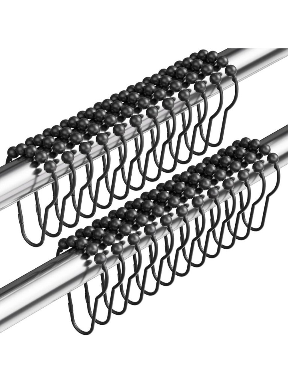 Matte Black Decorative Shower Curtain Hooks - Rust Proof Stainless Steel, Set of